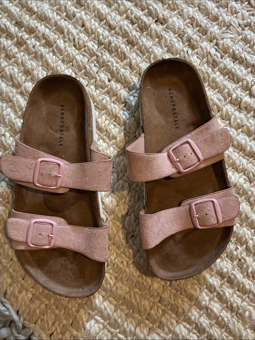 Aeropostale Blush Pink Double-Buckle Slide Sandals
